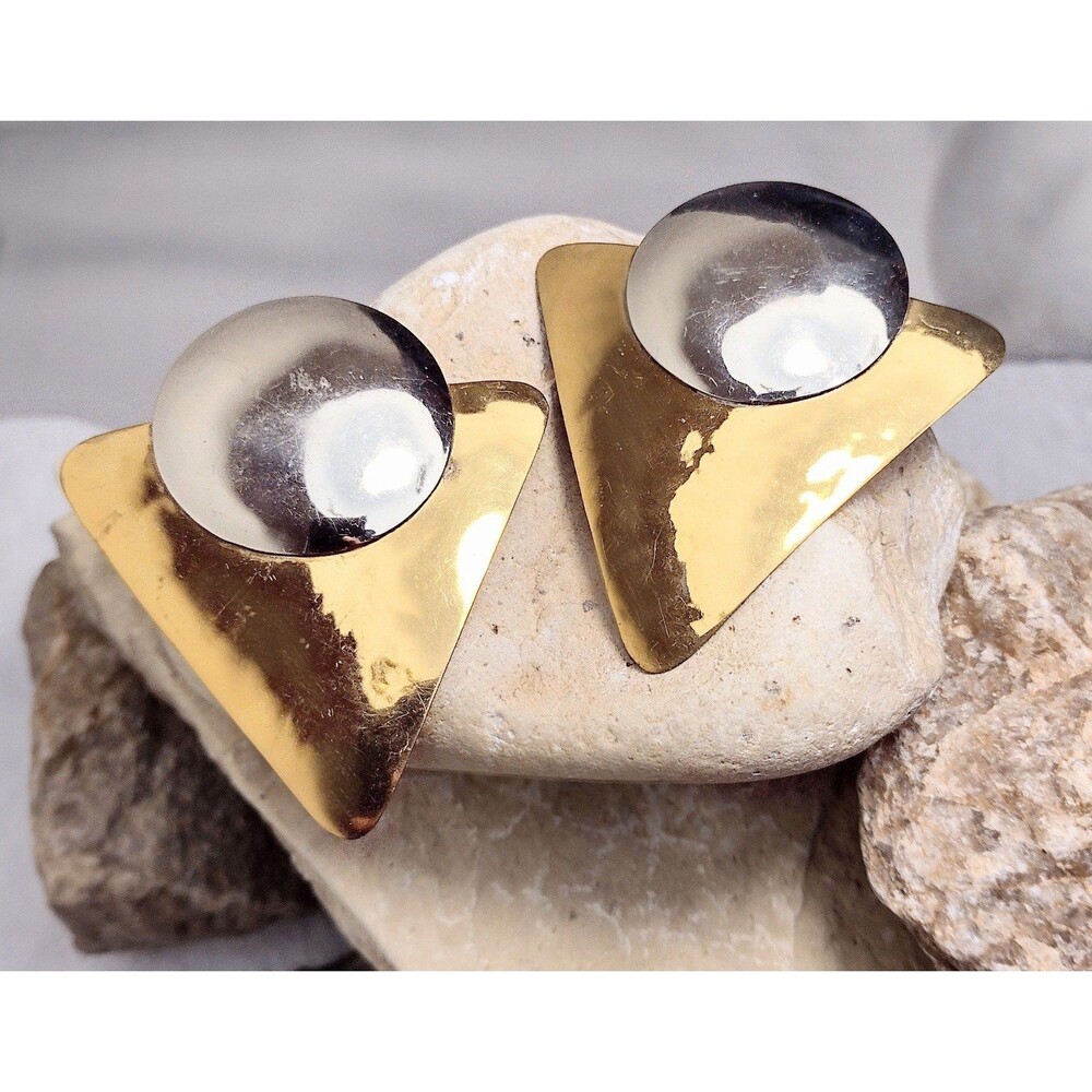 Vintage 90s Modernist Statement Bold Earrings Artisan